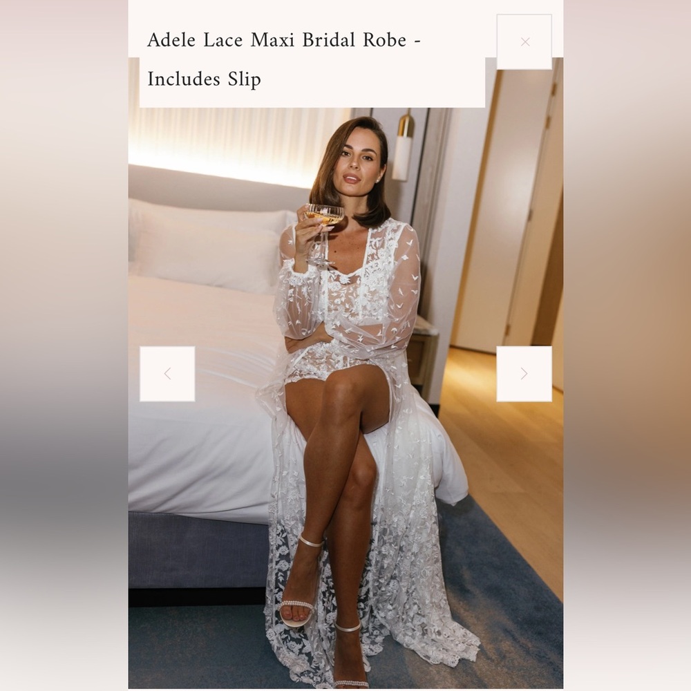 Adele Lace Maxi Bridal Robe - Includes Slip